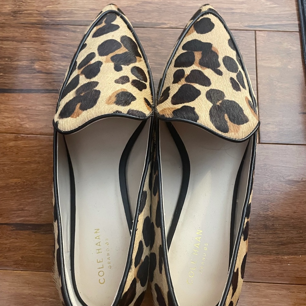 Cole Haan Calf Hair leopard slides